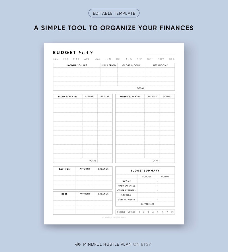 finance planner, monthly budget planner