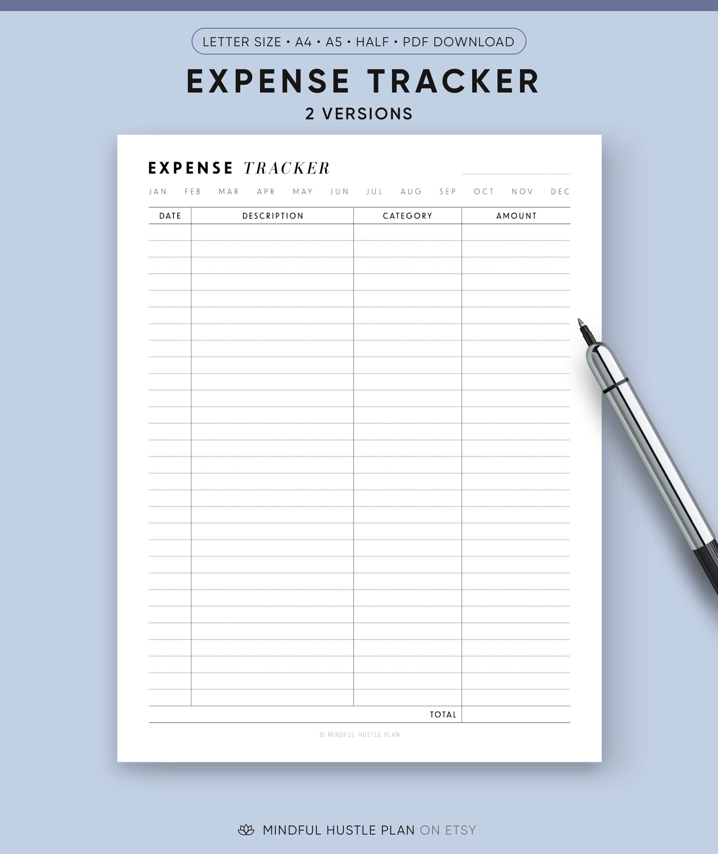 Planificador de gastos imprimible, planificador de gastos semanales, insertos para planificador de presupuesto mensual, insertos para finanzas personales, tamaño carta de EE. UU., A4, A5, medio tamaño