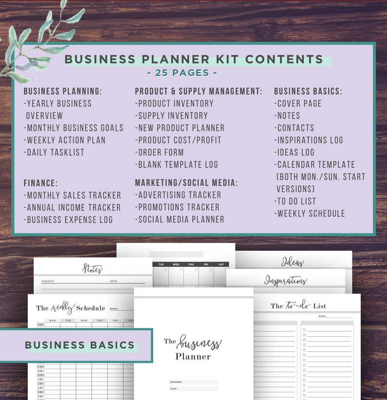 Small Business Planner Printable Etsy Business Organizer Etsy