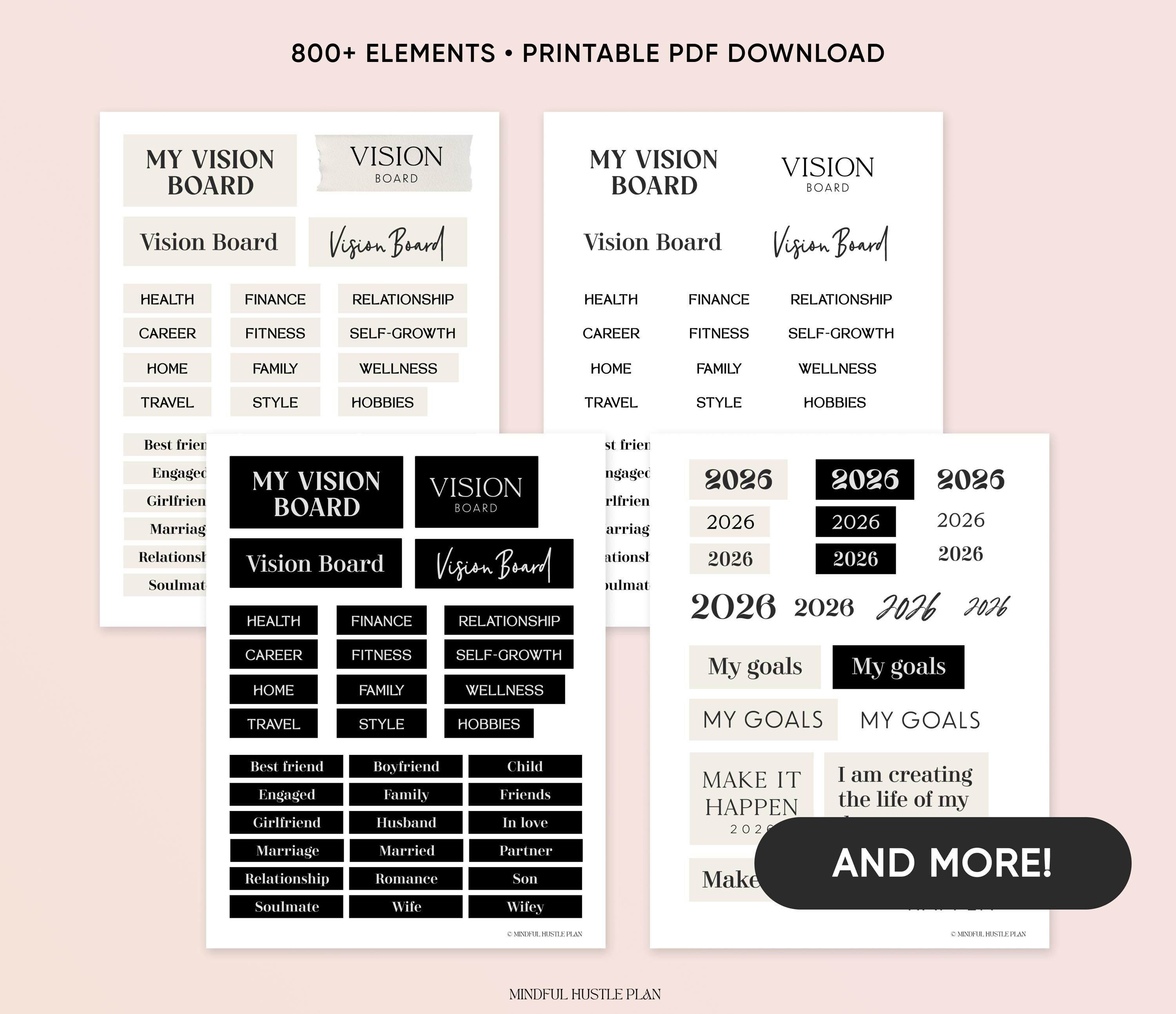 Vision Board Kit 2026 Printable, Aesthetic Vision Board Template ...