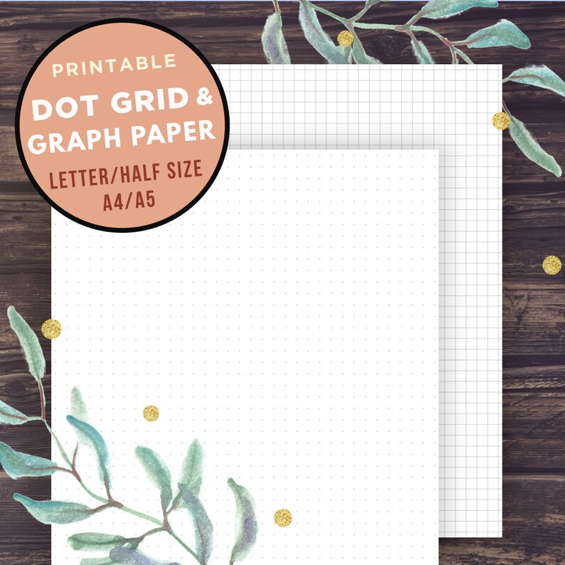 Bullet Journal Template GRAPH paper and Dot Grid Half Size Etsy