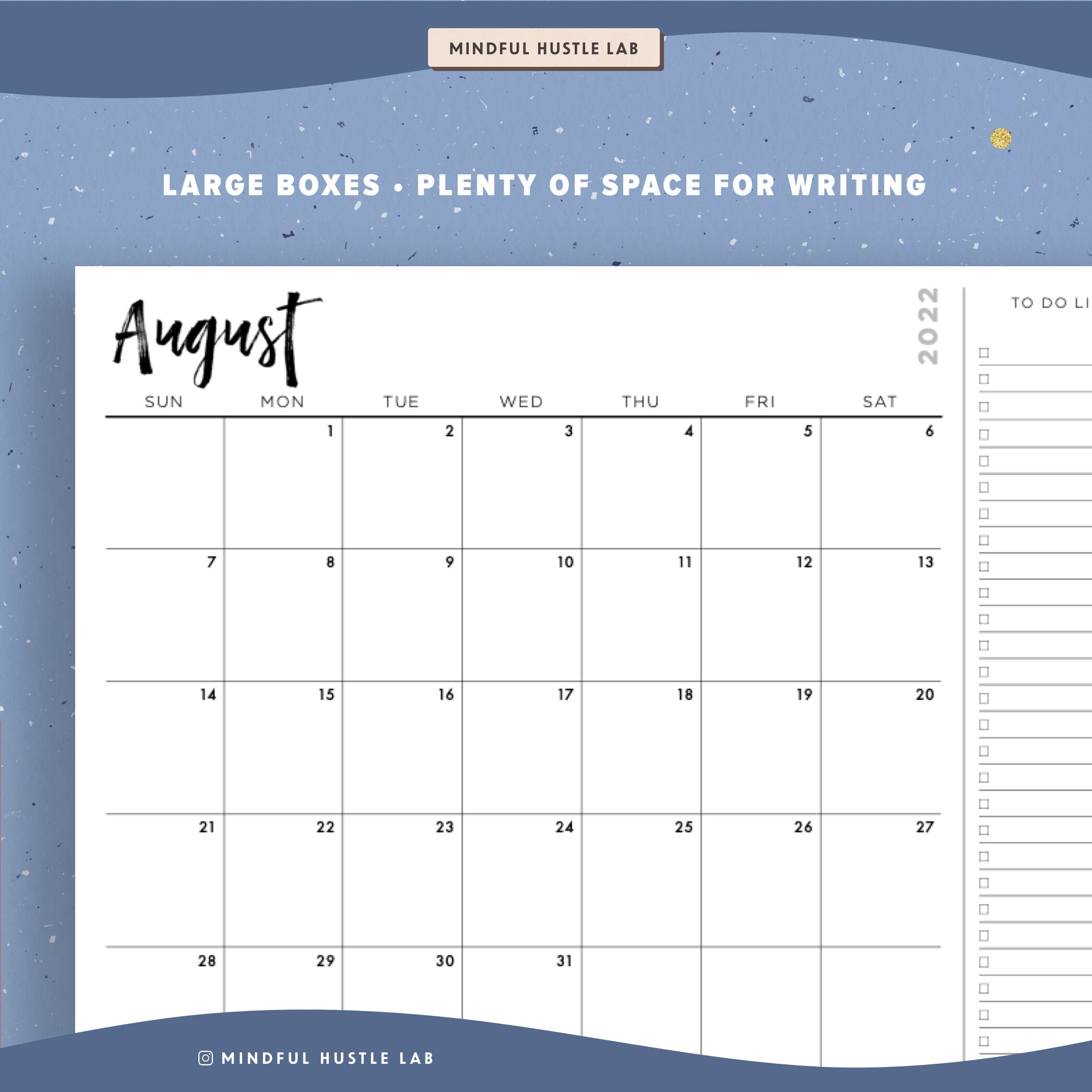 printable 2022 calendar with to do list notes desk etsy