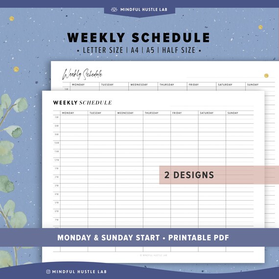 Weekly Schedule Printable Weekly Planner 16 Weekly Etsy
