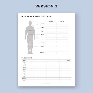 Metingen Tracker afdrukbaar, vrouwelijk lichaam en mannelijk lichaam, gewichtsverlies tracker, BMI, fitnessdagboek, dieetdagboek, gezond leven, PDF afbeelding 3