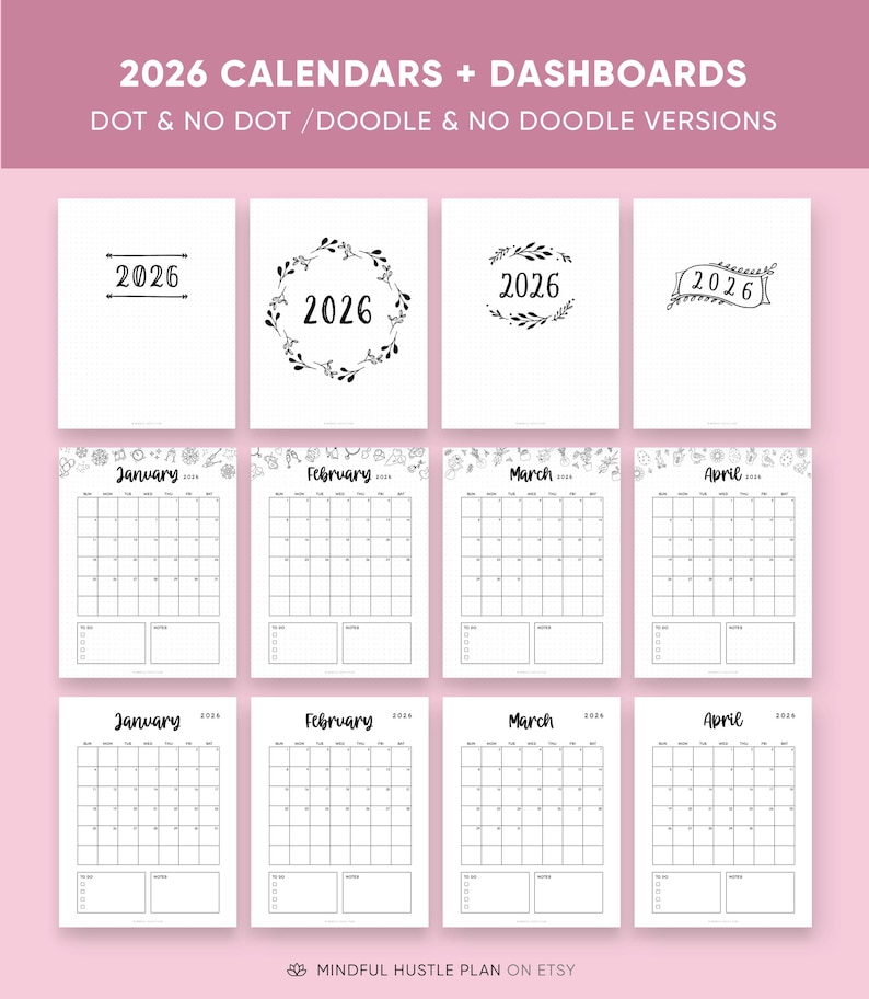 2026 Bullet Journal Seiten druckbares Paket, vorgefertigte Journalvorlagen, Jährliche Tracker, Lesen, Stimmungstracker, Bujo Layouts, A5, Letter PDF Bild 7