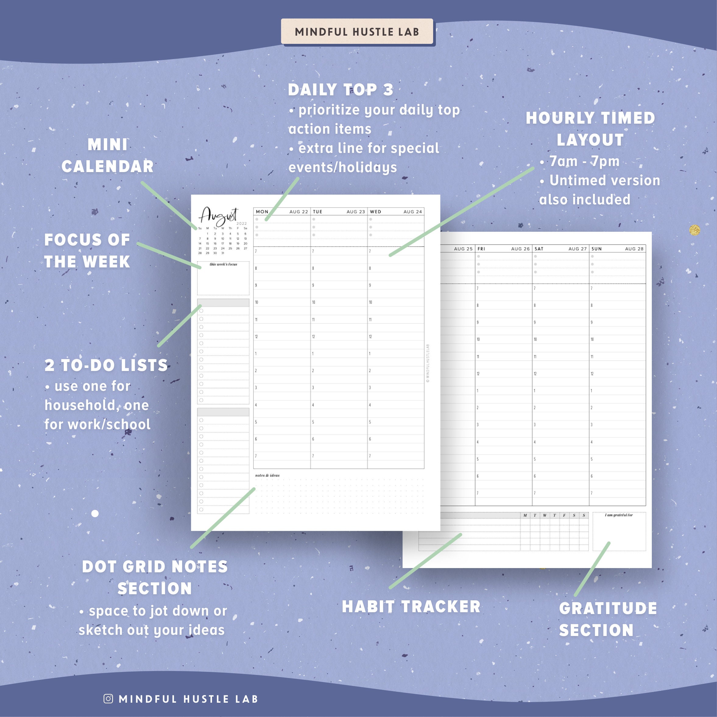 2022 Planner Printable Bundle Daily Planner 2022 Weekly and Etsy