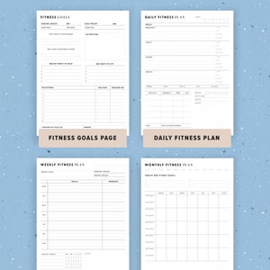 Fitness Planner Printable Bundle, Weight Loss Tracker Printable, Health Journal, Workout Log, PDF, Letter Size, A5, Half Size, A4 image 3