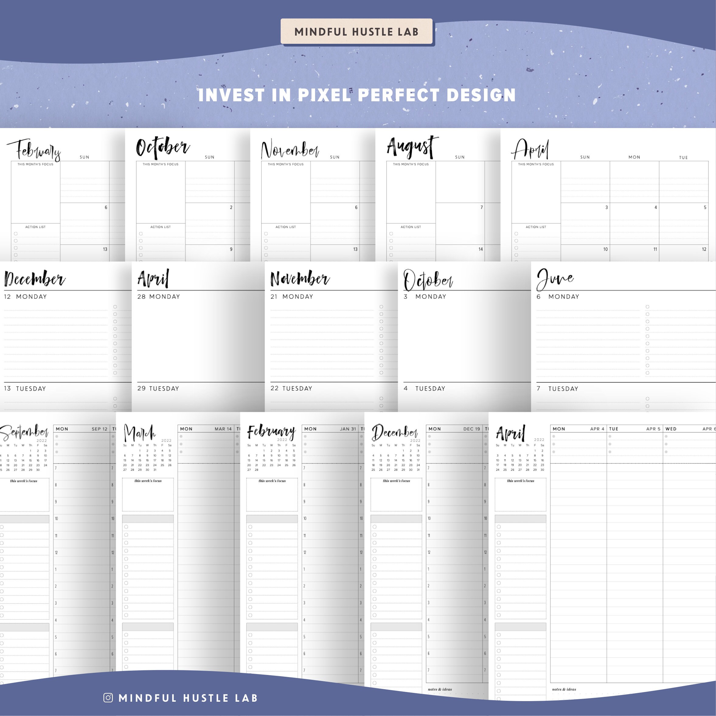 2022 Planner Printable Bundle Daily Planner 2022 Weekly and Etsy