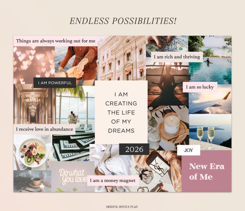 Vision Board Kit Printables 2026, Aesthetic Pictures, Images, Words, Visionboard for Women, Positive Affirmations, Manifestation image 6