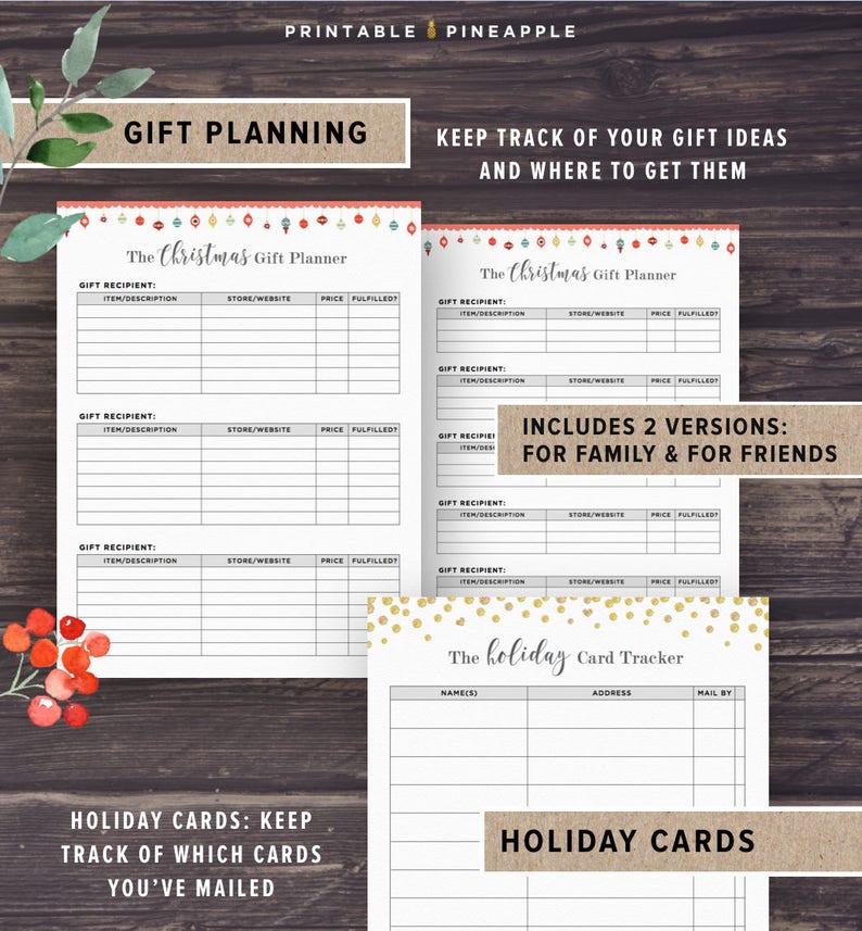 Christmas Planner Printable, 2021 Holiday Planner Kit, Gift Planner, Party Organizer, Thanksgiving, A5, Half Letter Size, Xmas, Digital image 3