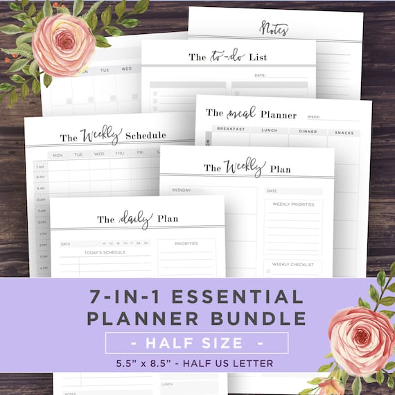 HALF SIZE Planner Pages 5.5 X 8.5 Planner Printables 8.5x5.5 | Etsy