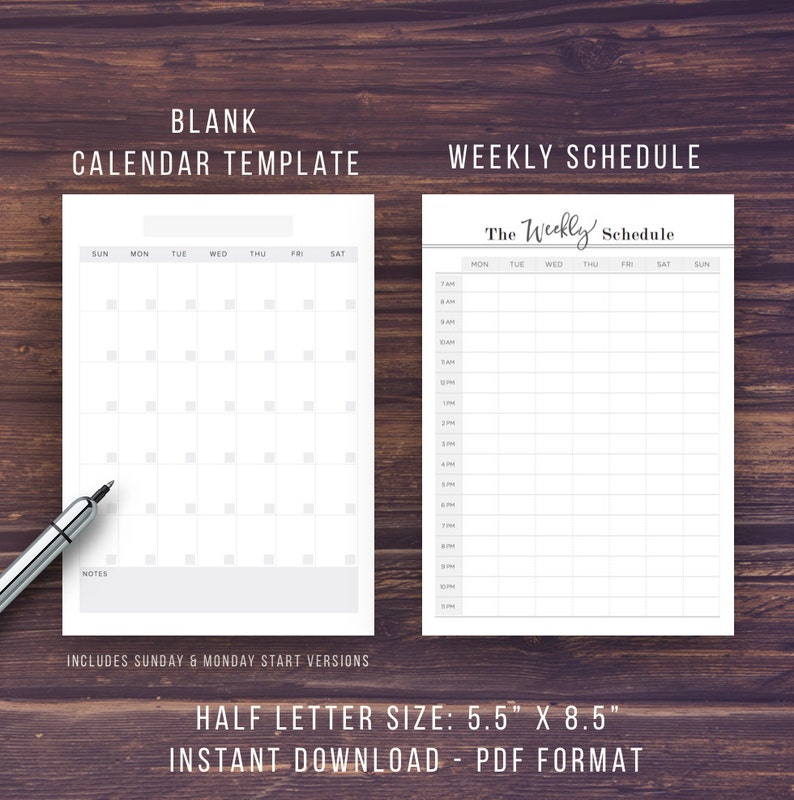 HALF SIZE Planner Pages 5.5 X 8.5 Planner Printables 8.5x5 ...
