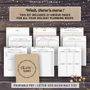 Christmas Planner Printable, 2021 Holiday Planner Kit, Gift Planner, Party Organizer, Thanksgiving, A5, Half Letter Size, Xmas, Digital image 7