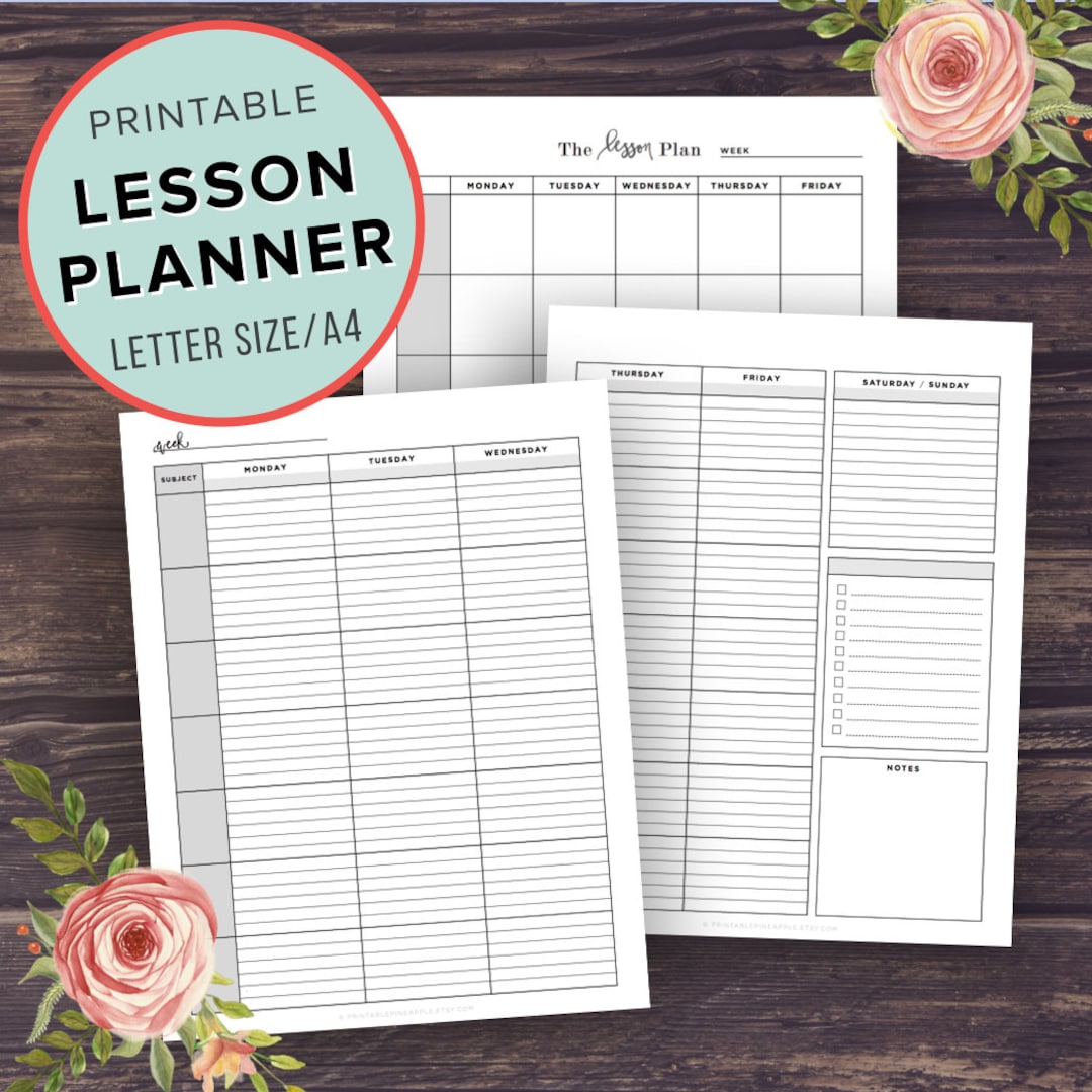 Lesson Planner, Teacher Planner Printable, School Planner, Homeschool ...