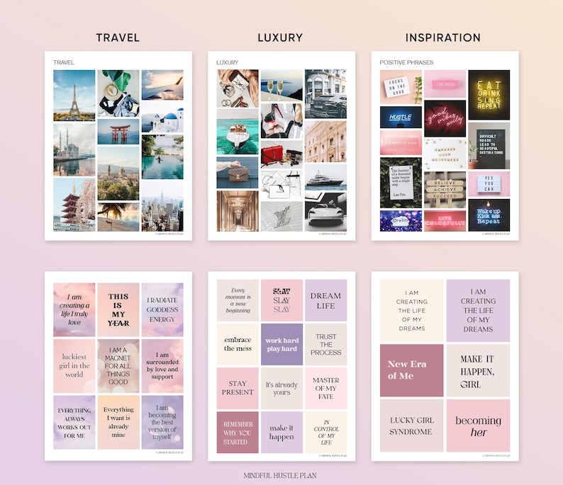 Vision Board Kit Printables 2026, Aesthetic Pictures, Images, Words, Visionboard for Women, Positive Affirmations, Manifestation image 3