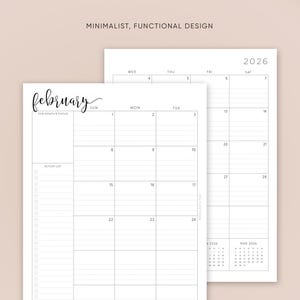 2026 Dated Monthly Planner on Two Pages, Monthly Organizer, Monthly Agenda, Month At a Glance, A5 Inserts, Half Size, Letter 8.5x11 in, A4 image 6