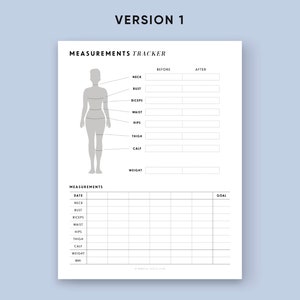 Metingen Tracker afdrukbaar, vrouwelijk lichaam en mannelijk lichaam, gewichtsverlies tracker, BMI, fitnessdagboek, dieetdagboek, gezond leven, PDF afbeelding 2