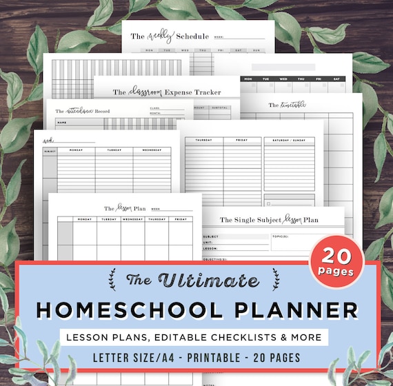 Homeschool Planner Printable, School Planner, Mom, Teacher Planner, Lesson Planner, Curriculum, Homeschooling, Binder, Academic Agenda, PDF