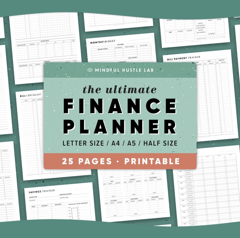 Budget Planner Printable, Financial Planner Template Bundle, Finance Printable, Money Saving, Expense Tracker, Debt, A5, Letter, Half Size 