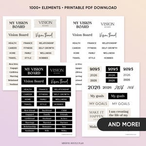 Vision Board Kit Printables 2026, Aesthetic Pictures, Images, Words, Visionboard for Women, Positive Affirmations, Manifestation image 5