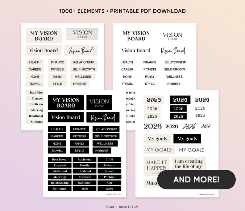 Vision Board Kit Printables 2026, Aesthetic Pictures, Images, Words, Visionboard for Women, Positive Affirmations, Manifestation image 5