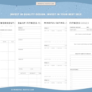 Fitness Planner Printable Bundle, Weight Loss Tracker Printable, Health Journal, Workout Log, PDF, Letter Size, A5, Half Size, A4 image 9