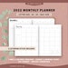 2022 Monthly Planner Printable | Half Size, A5, Letter Size, A4 | 2022 Calendar, Dated Month on 2 Pages, MO2P, Lined, Calligraphy
