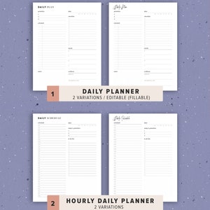 Productivity Planner Printable, Daily Weekly Monthly Planner BUNDLE, Work From Home Pages, Inserts template A5, Half Size, Letter, A4 image 3