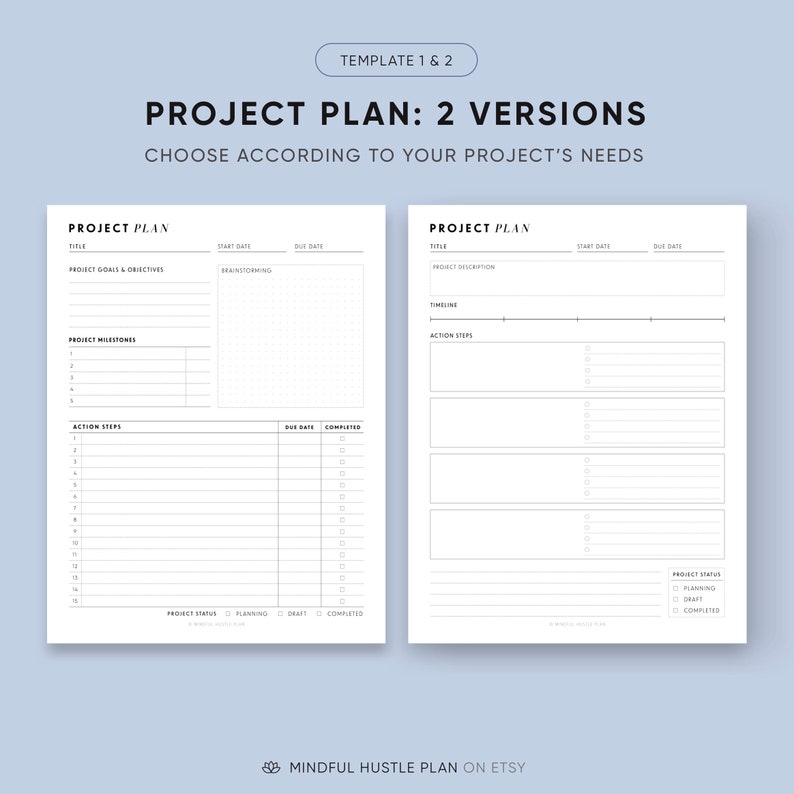 Projectplanner afdrukbaar, productiviteitsplanner, taaktracker, student, A5, A4, US Letter-formaat, digitale sjabloon, Instant Download afbeelding 2