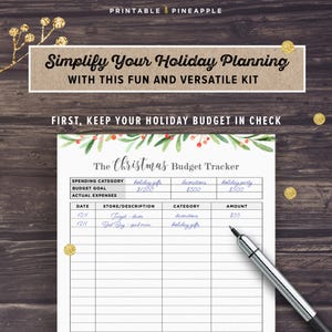 Christmas Planner Printable, 2021 Holiday Planner Kit, Gift Planner, Party Organizer, Thanksgiving, A5, Half Letter Size, Xmas, Digital image 2