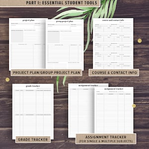 Student Planner Printable, Academic Planner Printable, College Student Planner, Productivity Project Agenda, High school, A5, Half Size image 2