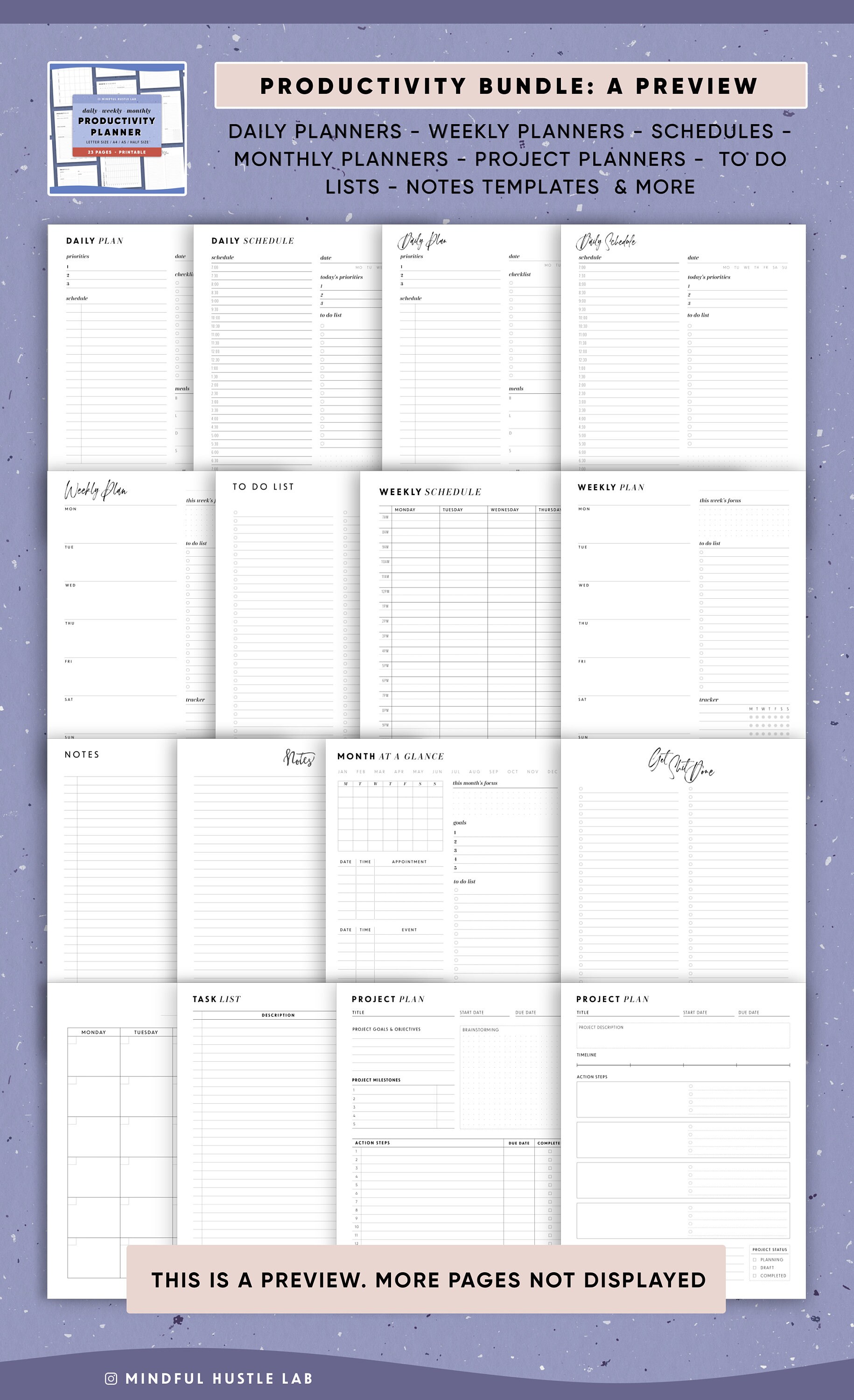 Printable Planner Bundle 5-in-1 Daily Productivity Finance - Etsy