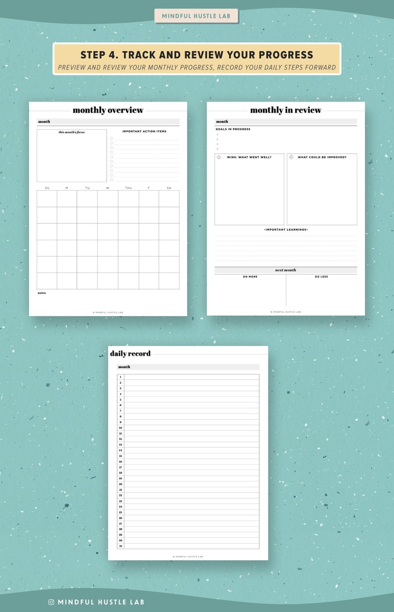 Goal Planner Printable 2021, Goal Digger, Goal Tracker, Goal Board, Goal Setting, Productivity Goals, Filofax A5, Half Size, PDF image 6
