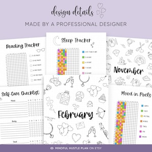 2026 Bullet Journal Seiten druckbares Paket, vorgefertigte Journalvorlagen, Jährliche Tracker, Lesen, Stimmungstracker, Bujo Layouts, A5, Letter PDF Bild 8