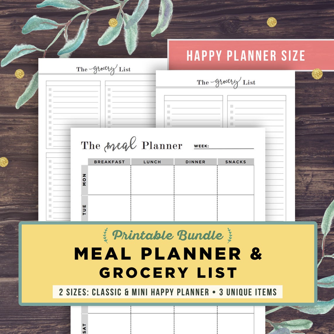 The Happy Planner Inserts Printable Classic and Mini Meal - Etsy