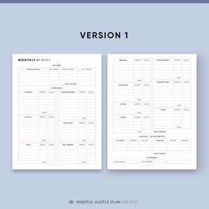 May include: A printable monthly budget planner with sections for income, expenses, savings, and investments. The planner includes categories for personal, household, giving, travel, entertainment, subscriptions, and other expenses. The planner also includes a summary section for total income, total expenses, and net worth.