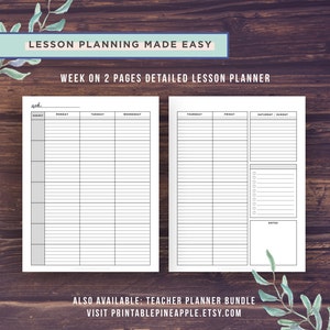 Lesson Planner, Teacher Planner Printable, School Planner, Homeschool lesson plan, High School, Middle, Agenda, Letter Size, A4, Binder image 2