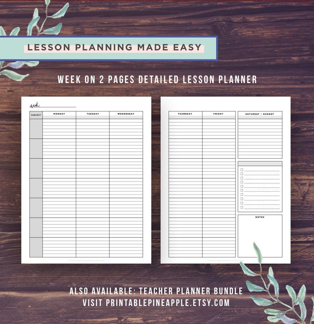 Lesson Planner Teacher Planner Printable School Planner | Etsy