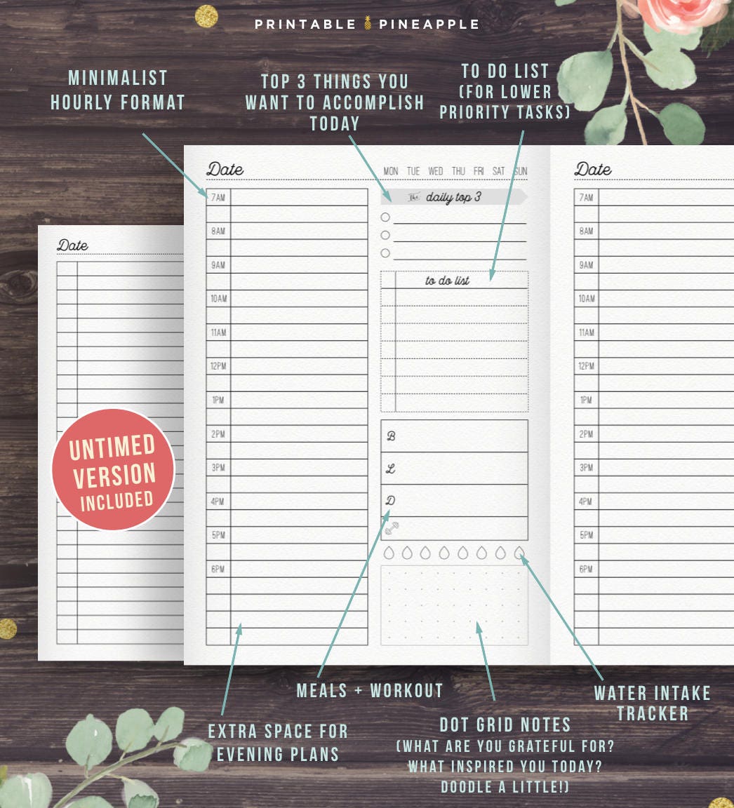 A5 Travelers Notebook Inserts Printable Daily Planner | Etsy