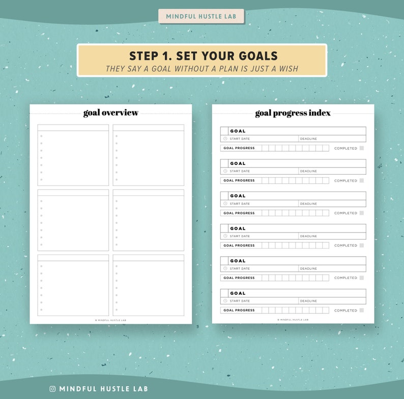 Goal Planner Printable 2021, Goal Digger, Goal Tracker, Goal Board, Goal Setting, Productivity Goals, Filofax A5, Half Size, PDF image 3