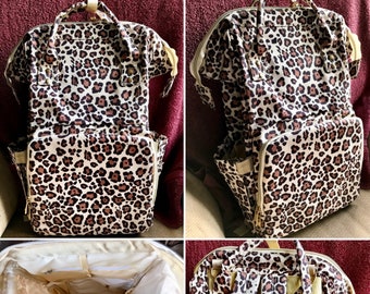 leopard print backpack diaper bag