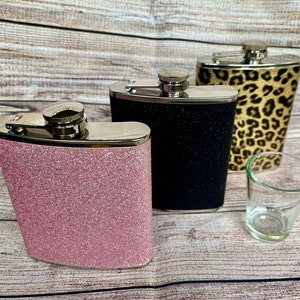 Drinking flasks for women, Leopard, Glitter,  BYOB