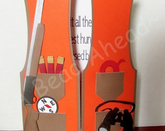 Custom Made 3D Hunters Vest Father's Day Card, Sporting Orange Safety Vest