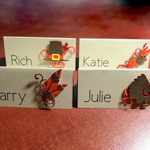 Name Place cards for Thanksgiving Dinner, Turkey Buffet food labels, Personalized Dinner Table Place Setting, Fall table decor