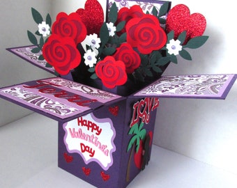 Custom Valentine Pop Up Box Cards, Personalized specifically for Recipient