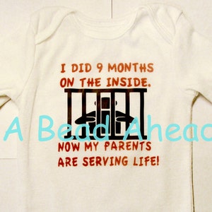 Baby bodysuit for boys and girls, Cute Baby shower gift for newborns, I did 9 months, Parents serving life image 2