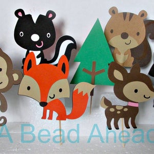 Woodland party Picks for Cupcakes, Forest Friends Birthday Celebration, For Fox party theme