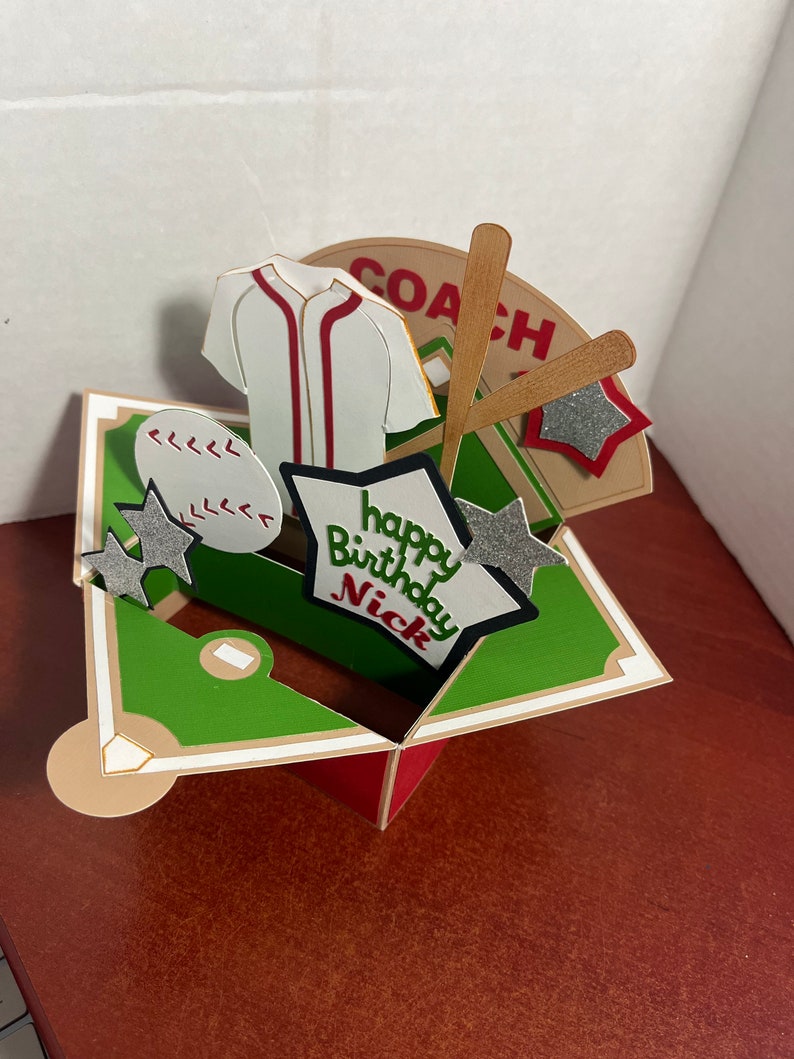 Baseball Pop up Card for Birthday Fun for Father's Day Etsy