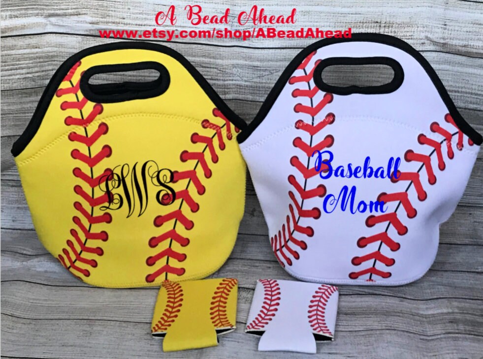 Baseball Lunch Tote Set Softball Personalized Lunch Box Etsy