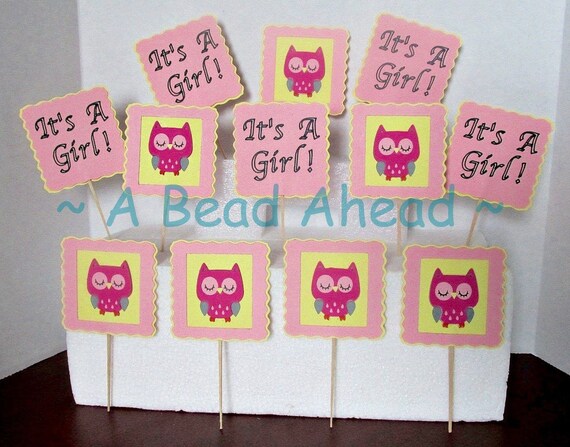 Custom Owl themed toppers for cupcakes for baby shower for | Etsy